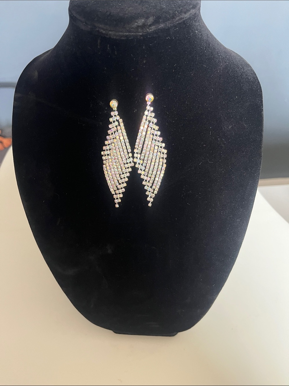 Crystal Cascade Dangle Earrings - Iridescent